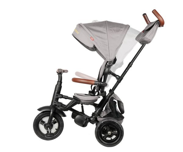 Rito Deluxe Rubber Grey triratukas su pasukama sėdyne ir reguliuojama rankena