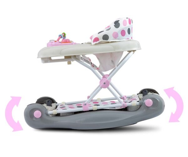 Vaikštynė kūdikiams Milly Mally Patrol Plus Pastel Dots – su supimo funkcija ir žaidimų moduliu