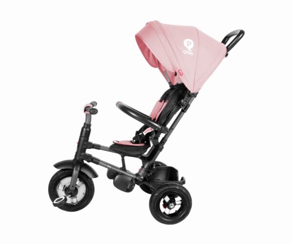 Qplay triratukas Rito Rubber Pink su reguliuojama sėdyne