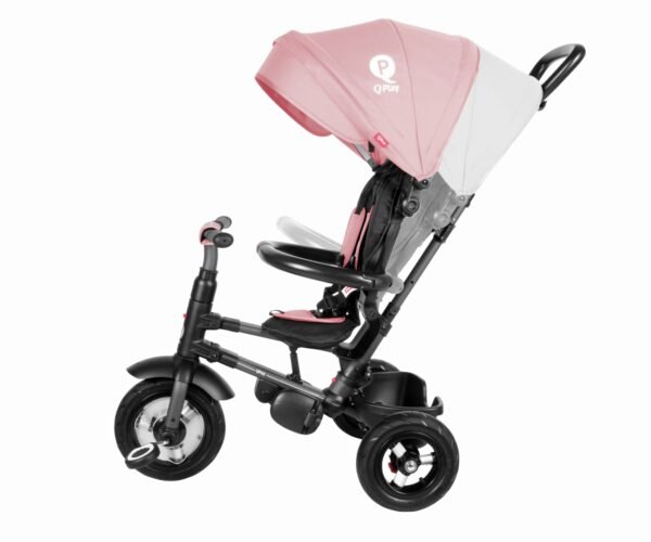 Qplay triratukas Rito Rubber Pink su reguliuojama tėvų valdymo rankena