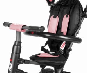 Qplay triratukas Rito Rubber Pink su 5 taškų saugos diržais