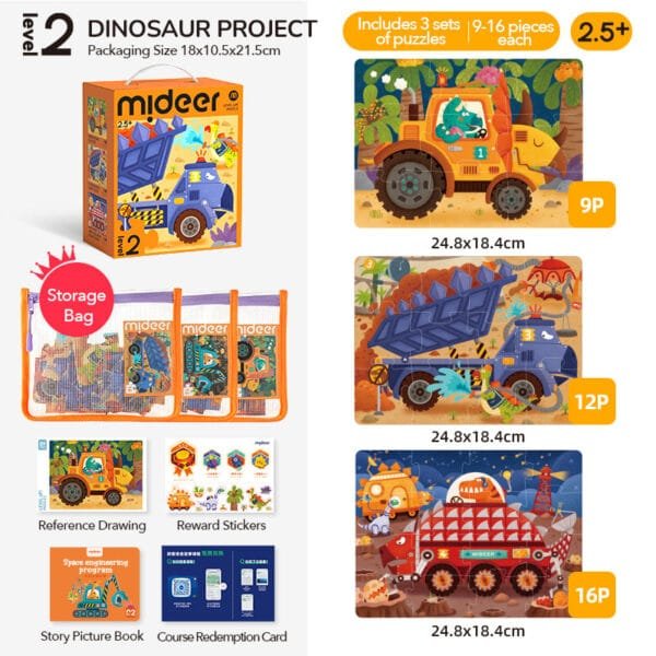 Level Up dėlionių rinkinys - 2 lygis Dinozaurų projektai Level Up dėlionių rinkinys - 2 lygis Dinozaurų projektai