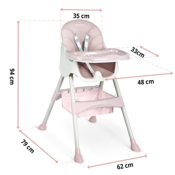 Maitinimo kėdutė su staliuku Ricokids Milo, rožinė