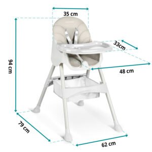 Maitinimo kėdutė su staliuku Ricokids Milo, pilka